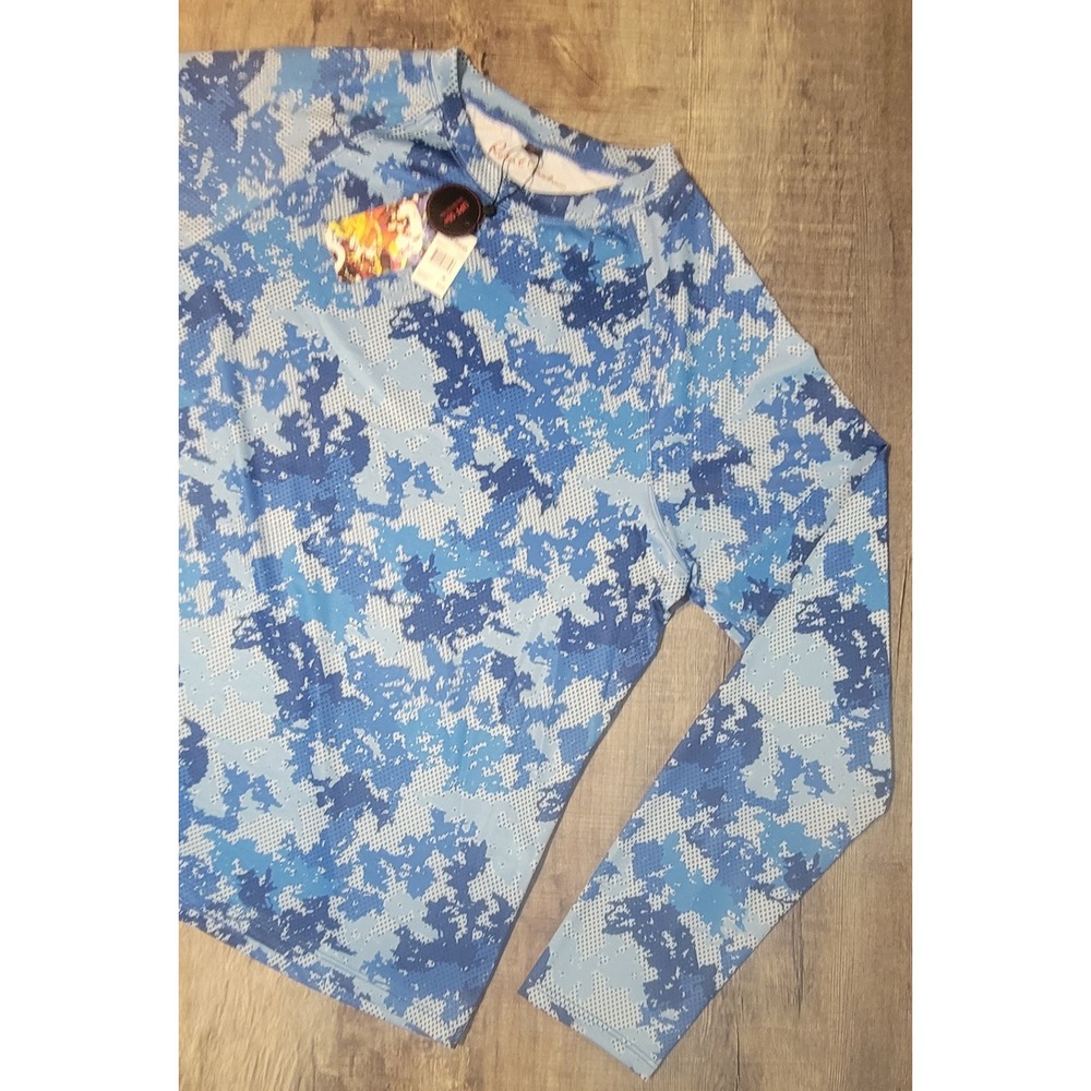 Robert Graham Mens Blue Camo UPF 50+ Sun Protection Rash Guard Shirt M NWT New